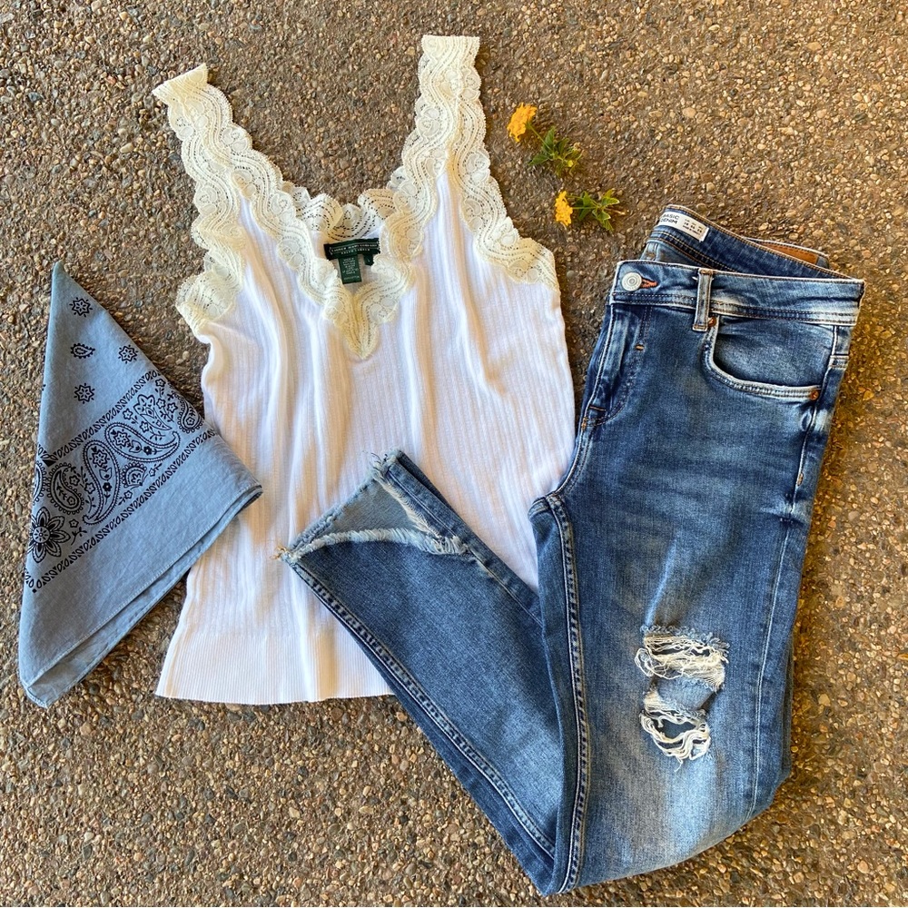 ZARA Basic Z1975 Distressed Jeans, Raw Hemline